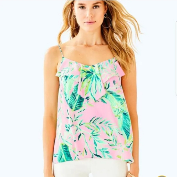 Lilly Pulitzer Pink and Green Leaf Print Top and Skort Set - Picture 2 of 10